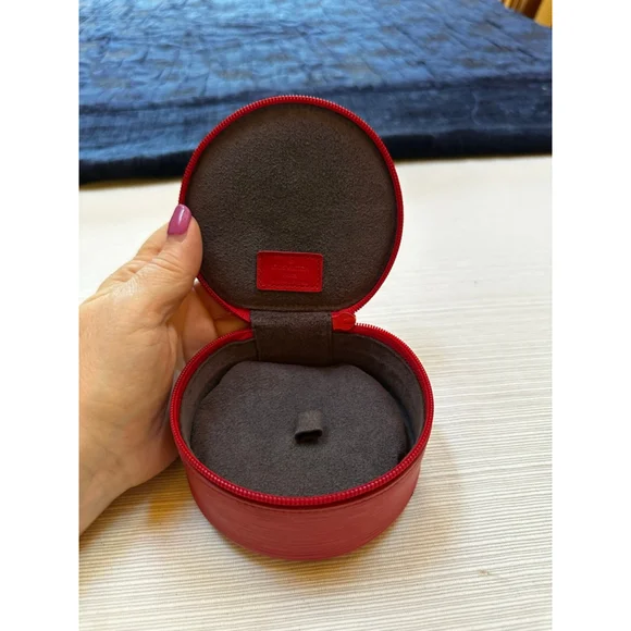 Louis Vuitton Red Epi Leather Round Cosmetic/Jewelry Case - Picture 7 of 9